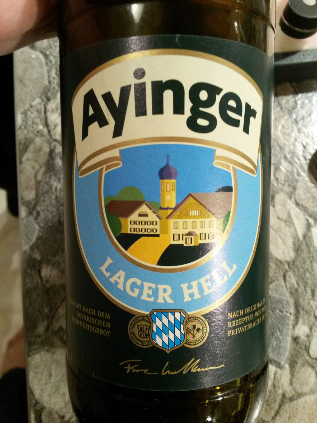 photo of a bottle of Ayinger lager