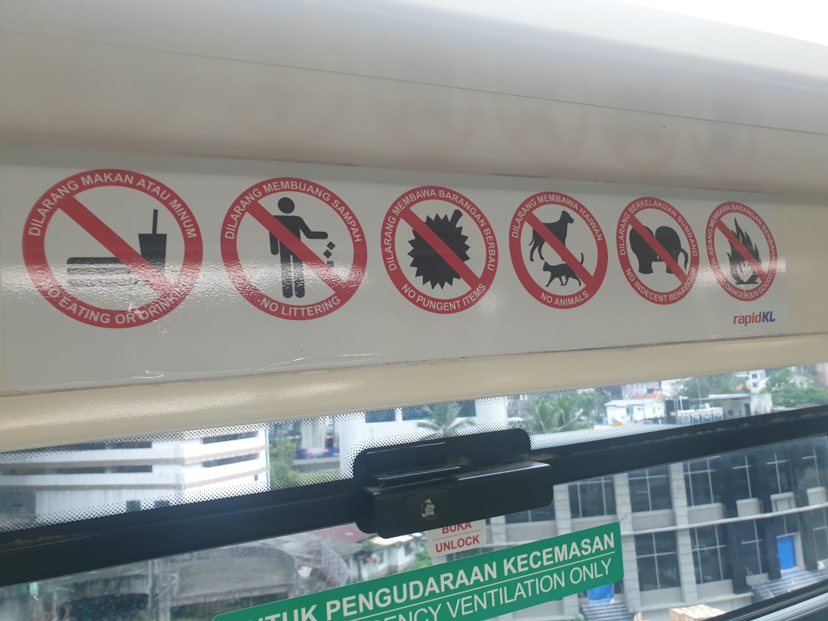 things forbidden on KL public transit