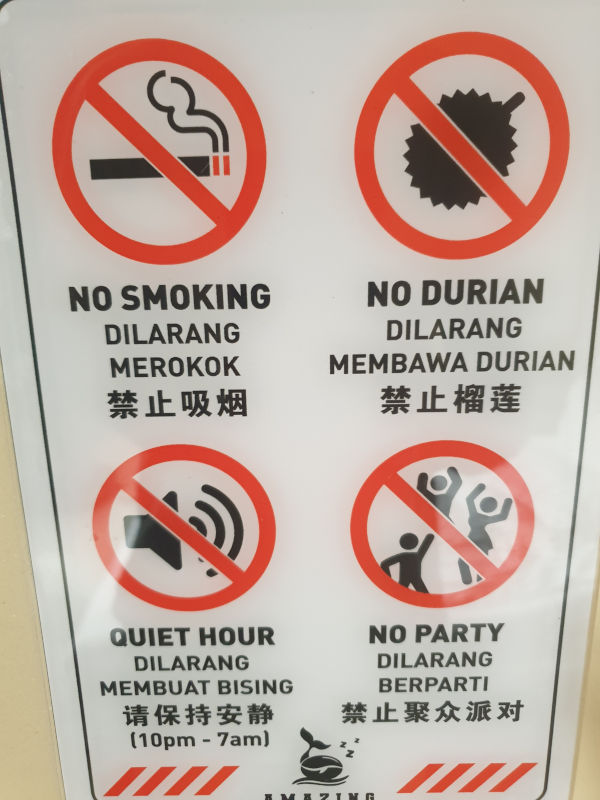 no durians allowed in hotel 2